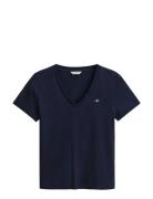 Reg Shield Ss V-Neck T-Shirt Navy GANT