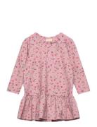 Dress L/S Gather Printed Pink Petit Piao