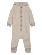 Wool Baby Suit W. Hood Beige Mikk-line