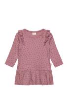 Dress L/S Frill Modal Heart Pink Petit Piao
