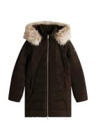 Mw Down Slim Coat With Fur Brown Tommy Hilfiger