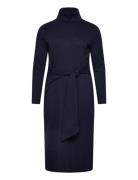 Tie-Front Turtleneck Dress Navy Lauren Women