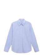 Cotton And Lyocell Blend Straight Shirt Blue Mango