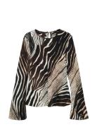 Zebra Print Blouse Black Mango