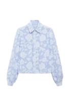 Striped Shirt With Embroidered Details Blue Mango