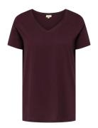 Carbonnie Life S/S V A-Shape Tee Noos Burgundy ONLY Carmakoma