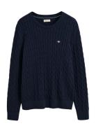 Shield Cotton Cable C-Neck Navy GANT