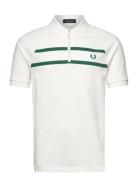 Pique Zip Neck Polo Shirt White Fred Perry