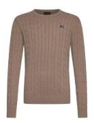 Brayden Cotton Cable Sweater Brown Lexington Clothing