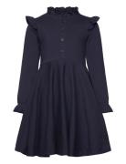 Flounce Collar Dress Navy Navy Geggamoja
