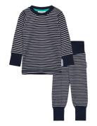 Two Piece Pyjamas Navy Beige Stripe Blue Geggamoja
