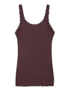 Silk Top W/ Lace Brown Rosemunde