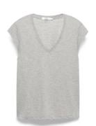 Cc Heart Basic V-Neck T-Shirt Grey Coster Copenhagen