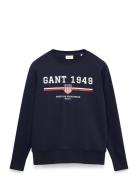 Graphic C-Neck Sweat Navy GANT