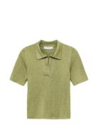 Lurex Polo Neck Sweater Green Mango