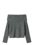 Nlfnulo Ls Short Fold Down Knit Grey LMTD
