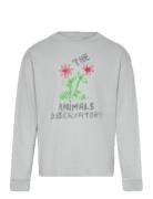 Flowers Blue Dof Lonf Sleeve T-Shirt Grey THE ANIMALS OBSERVATORY