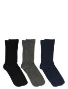 Fine Cotton Rib Socks 3-Pack Black Mp Denmark
