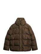 Hooded 5 Baffle Sports Puffer Brown Superdry
