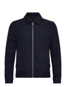 Wool Blend Zip Through Overshirt Navy Lindbergh