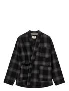 Akjesper Wool Check Kimono Black Anerkjendt
