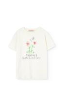 Flowers White Rooster T-Shirt Cream THE ANIMALS OBSERVATORY