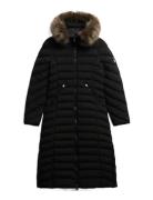 Fuji Faux Fur Hooded Longline Black Superdry