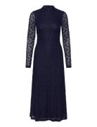 Ola Long Sleeve Midi Dress Navy Bardot
