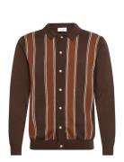 ?Knitted Polo Cardigan L/S Brown Lindbergh