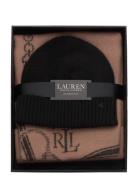 Belting-Motif Scarf & Beanie Gift Set Black Lauren Ralph Lauren
