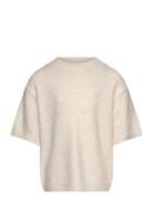 Sweater Knitted Short Sleeve Cream Lindex