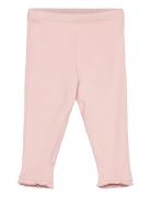 Leggings Rib W Frill Pink Lindex