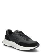 Franky Tumbled Leather & Suede Sneaker Black Lauren Ralph Lauren
