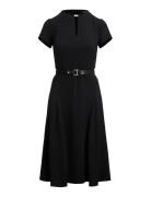 Belted Georgette Dress Black Lauren Ralph Lauren