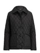 Faux-Leather-Trim Diamond-Quilted Jacket Black Lauren Ralph Lauren