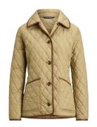 Faux-Leather-Trim Diamond-Quilted Jacket Beige Lauren Ralph Lauren