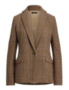 Glen Plaid Wool-Blend Twill Blazer Brown Lauren Ralph Lauren