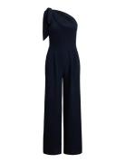 Bow-Trim Crepe -Shoulder Jumpsuit Navy Lauren Ralph Lauren