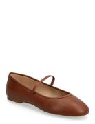 Jayna Nappa Leather Mary Jane Flat Brown Lauren Ralph Lauren