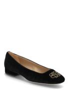 Emellie Logo Velvet Ballet Flat Black Lauren Ralph Lauren