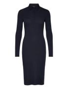 Rib-Knit Cotton-Blend Polo Dress Navy Lauren Ralph Lauren