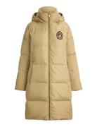 Crest-Patch Hooded Quilted Down Coat Beige Lauren Ralph Lauren