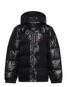 Glossed Down Hooded Jacket Black Ralph Lauren Kids