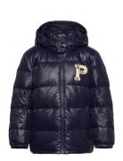 Glossed Hooded Down Jacket Navy Ralph Lauren Kids