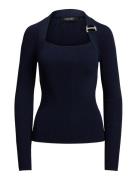 Buckle-Trim Rib-Knit Sweater Navy Lauren Ralph Lauren