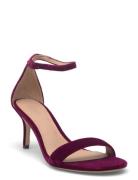 Allie Mid-Heel Velvet Sandal Burgundy Lauren Ralph Lauren