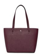 Crosshatch Leather-Karly Shpper-Tte Burgundy Lauren Ralph Lauren
