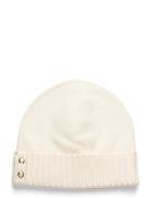Button-Trim Knit Beanie Cream Lauren Ralph Lauren