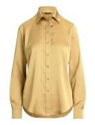 Classic Fit Satin Charmeuse Shirt Beige Lauren Ralph Lauren
