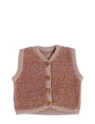 Vest W. Buttons, Bouclé Merino Wool, Rose Pink Smallstuff